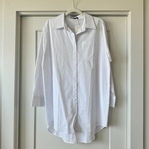 His & Hers Oversized White Button Up Shirt Medium